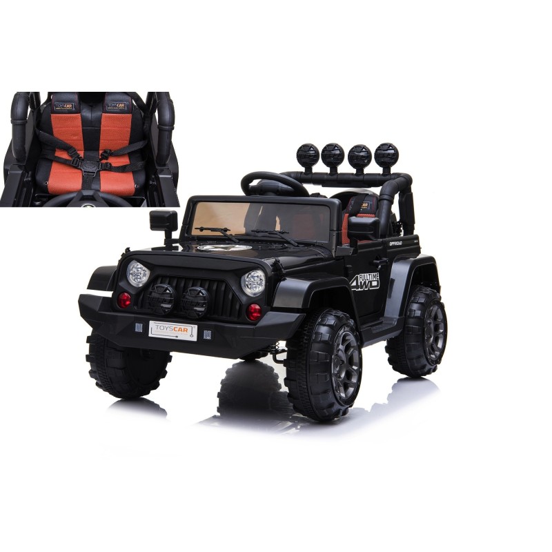 Auto Macchina Elettrica Fuoristrada Adventure per Bambini Nera 12V MP3 Led con Telecomando Full Optional Sedili in Pelle