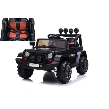 Auto Macchina Elettrica Fuoristrada Adventure per Bambini Nera 12V MP3 Led con Telecomando Full Optional Sedili in Pelle