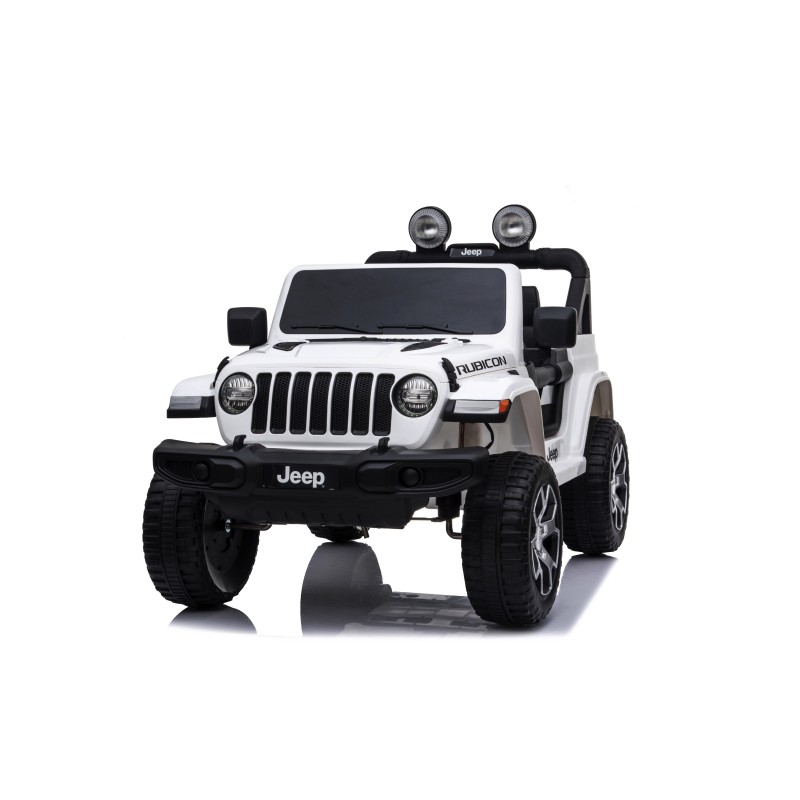 Auto Macchina Elettrica Jeep Wrangler Rubicon 12V per Bambini porte apribili Con telecomando Full accessori (Bianca)