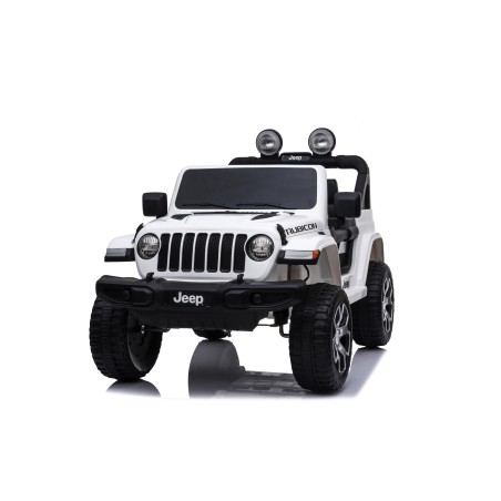 Auto Macchina Elettrica Jeep Wrangler Rubicon 12V per Bambini porte apribili Con telecomando Full accessori (Bianca)