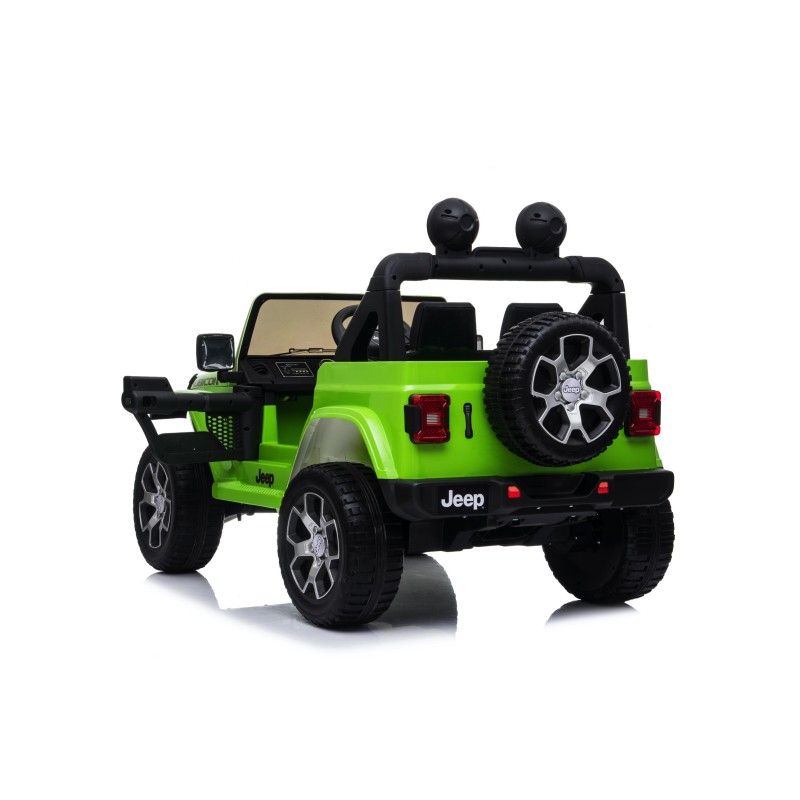 Auto Macchina Elettrica Jeep Wrangler Rubicon 12V per Bambini porte apribili Con telecomando Full accessori (Green)