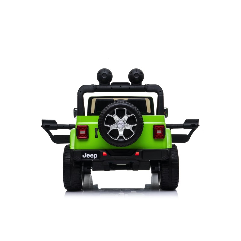 Auto Macchina Elettrica Jeep Wrangler Rubicon 12V per Bambini porte apribili Con telecomando Full accessori (Green)
