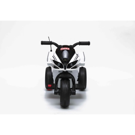 Moto Elettrica Polizia per bambini con Musiche Luci Mp3 Marcia avanti e indietro accelleratore 3 ruote