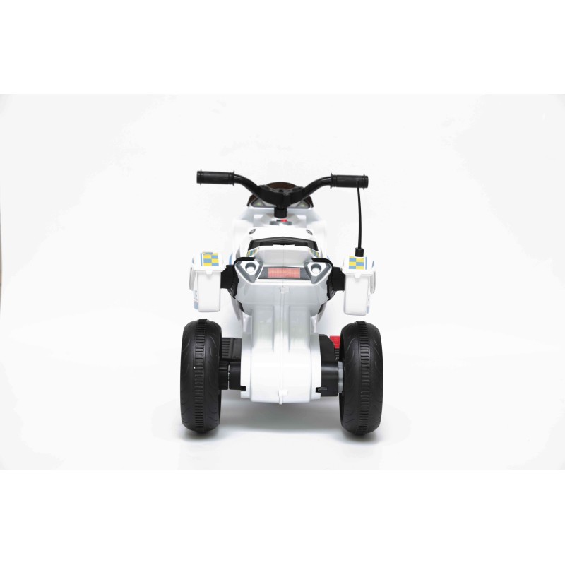 Moto Elettrica per bambini Polizia Blue con Musiche Luci Mp3 Marcia avanti e indietro accelleratore 3 ruote