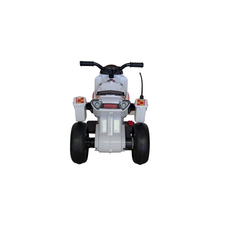 Moto Elettrica per bambini Polizia Rossa con Musiche Luci Mp3 Marcia avanti e indietro accelleratore 3 ruote