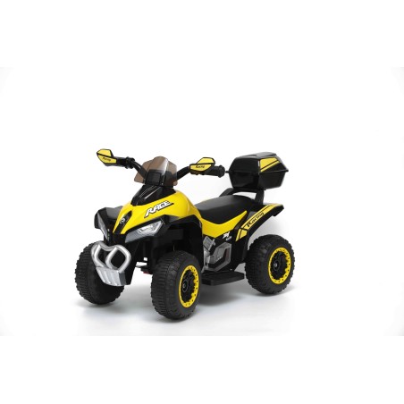 Quad Elettrico Per Bambini Racer Giallo con luci suoni Mp3 bauletto marcia avanti indietro e accellelratore