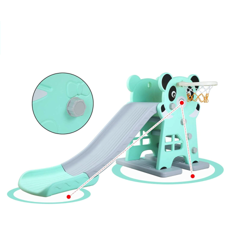 Scivolo per Bambini Giardino Esterno Interno Panda Multifunzione con canestro uscita Soft H79 x L152 x L73 