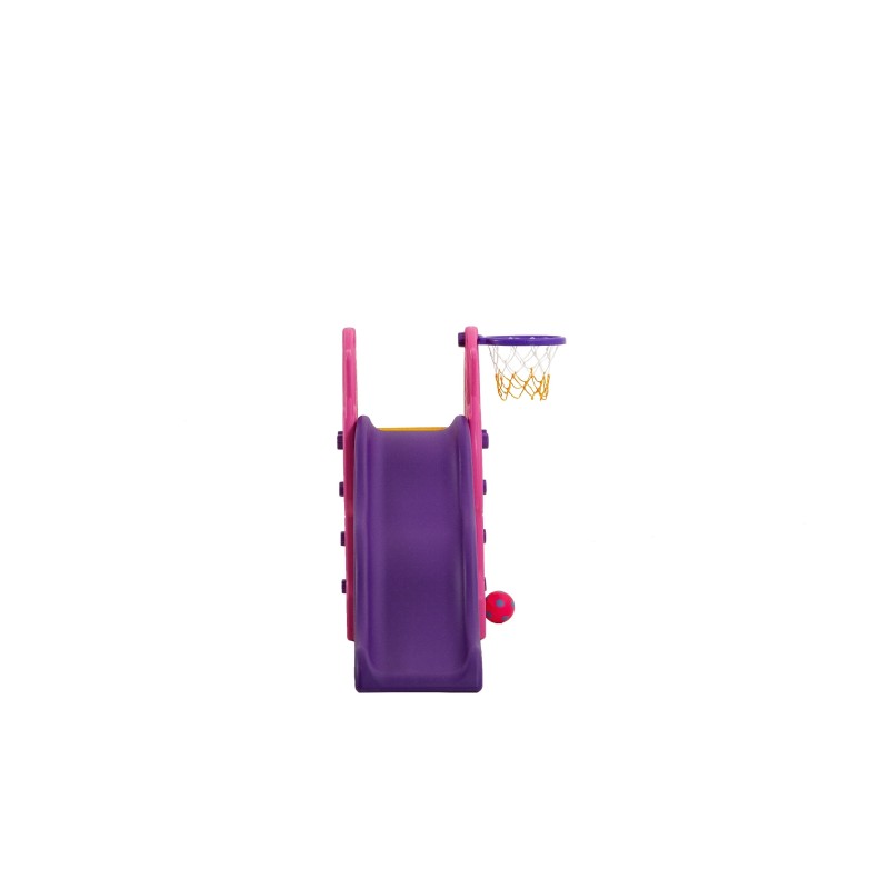 Scivolo Per Bambini Con Altalena Giardino Esterni Interno Multifunzione Con Canestro H122 X L186 X L155 PartyPink