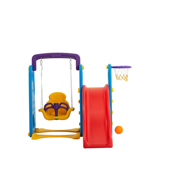 Scivolo Per Bambini Con Altalena Giardino Esterni Interno Multifunzione Con Canestro H122 X L186 X L155 PartyPink