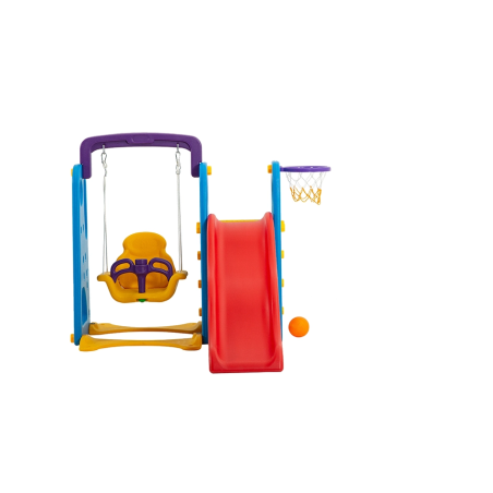 Scivolo Per Bambini Con Altalena Giardino Esterni Interno Multifunzione Con Canestro H122 X L186 X L155 PartyPink