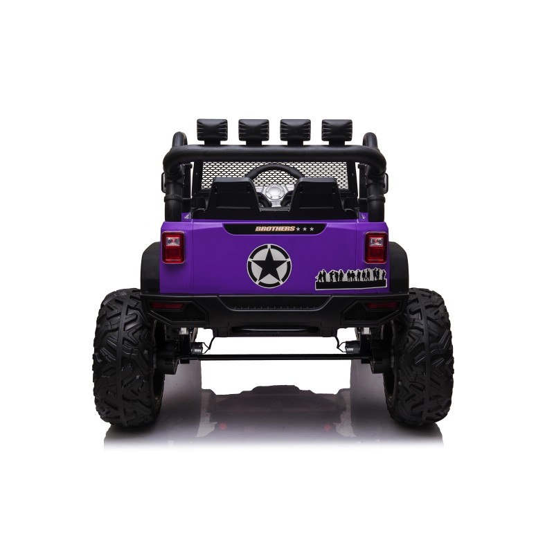 Auto Macchina Elettrica Fuoristrada Big Adventure 24V Viola per Bambini 2 Posti Full Optional sedile in pelle telecomando porte 