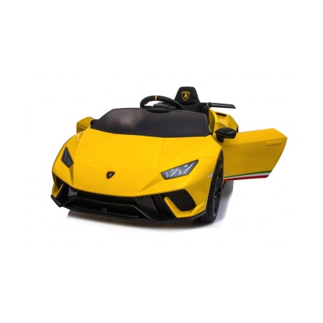 Auto Macchina Elettrica per Bambini 12V Lamborghini Huracán Gialla con Telecomando Porte apribili Led e suoni Mp3
