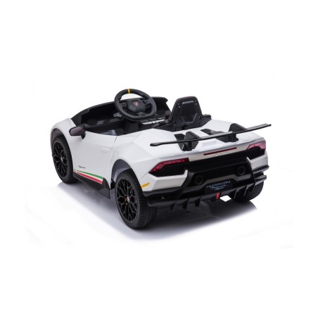 Auto Macchina Elettrica per Bambini 12V Lamborghini Huracán Bianca con Telecomando Porte apribili Led e suoni Mp3