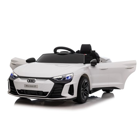 Auto Macchina Elettrica per Bambini 12V Audi RS e-tron GT Sedile Pelle con Telecomando Bianca