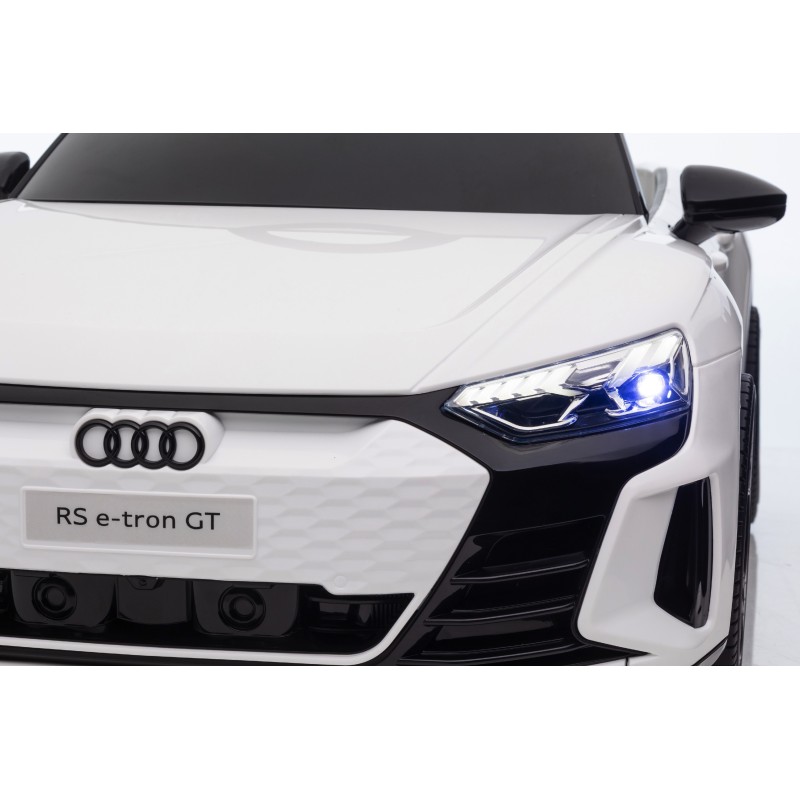 Auto Macchina Elettrica per Bambini 12V Audi RS e-tron GT Sedile Pelle con Telecomando Bianca