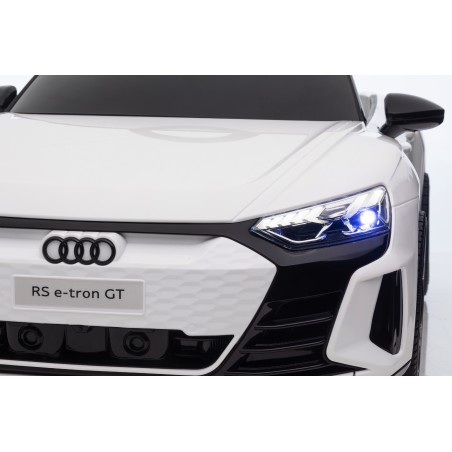 Auto Macchina Elettrica per Bambini 12V Audi RS e-tron GT Sedile Pelle con Telecomando Bianca