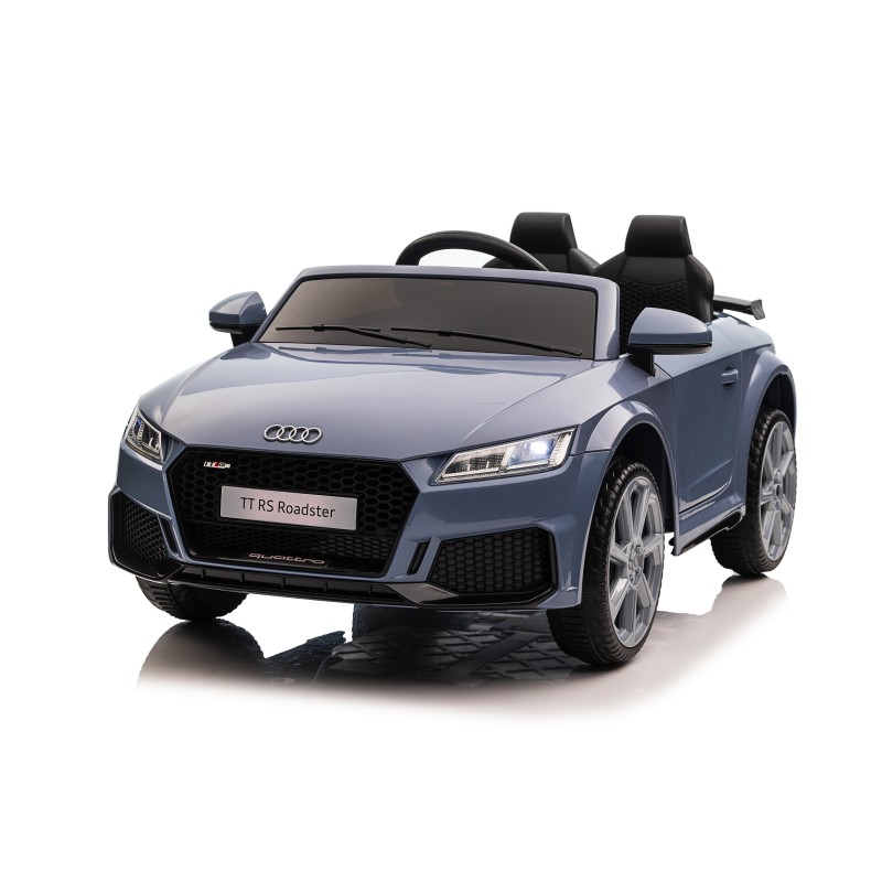 Auto Macchina Elettrica per Bambini 12V Audi TT RS 6 Sedile Pelle con Telecomando Grigio Blue