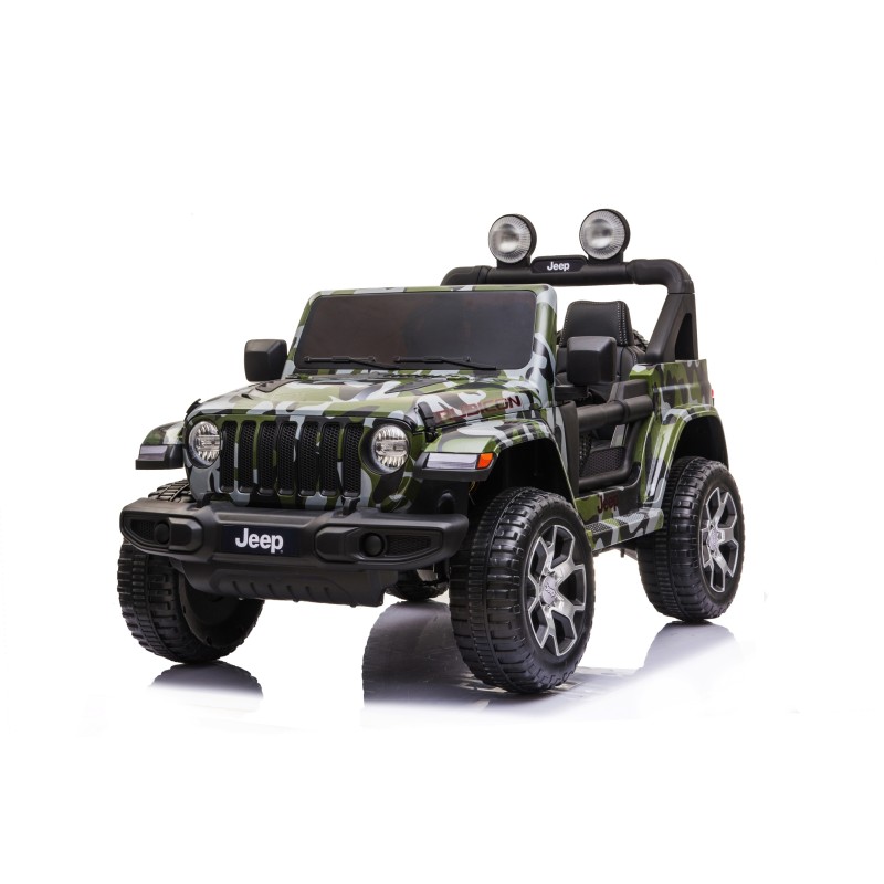 Auto Macchina Elettrica Jeep Wrangler Rubicon 12V per Bambini porte apribili Con telecomando Full accessori (Green)
