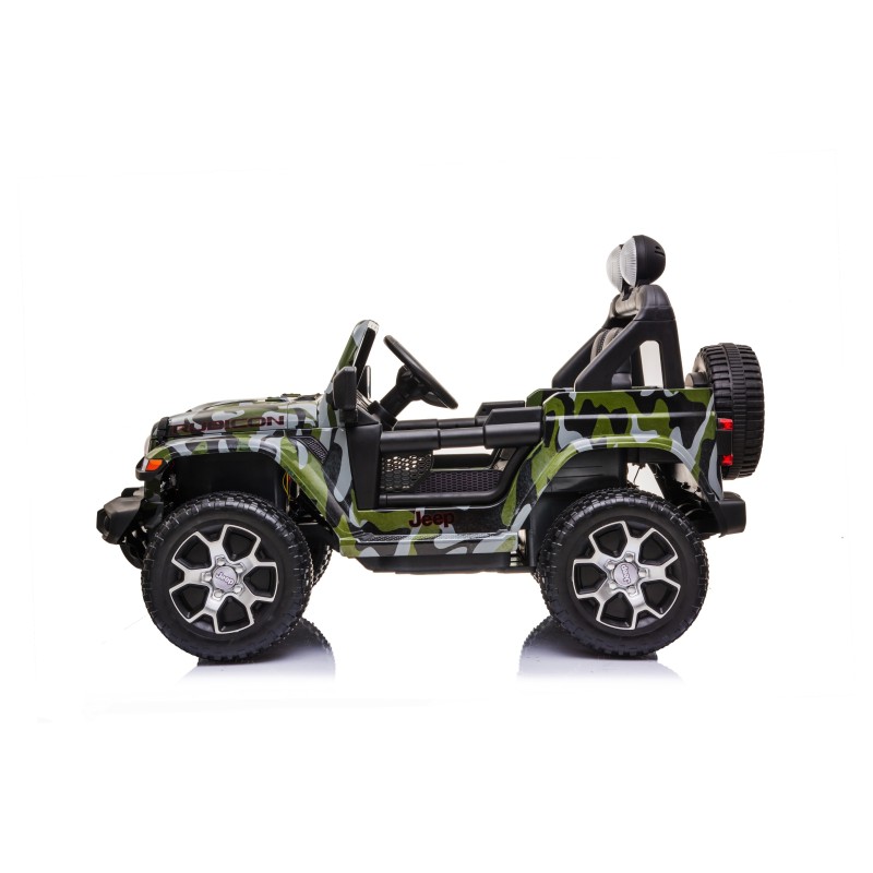 Auto Macchina Elettrica Jeep Wrangler Rubicon 12V per Bambini porte apribili Con telecomando Full accessori (Green)