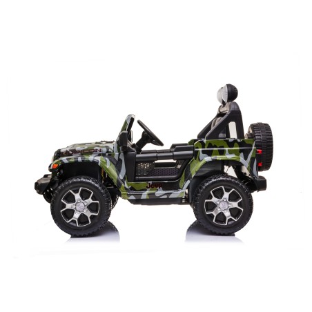 Auto Macchina Elettrica Jeep Wrangler Rubicon 12V per Bambini porte apribili Con telecomando Full accessori (Green)