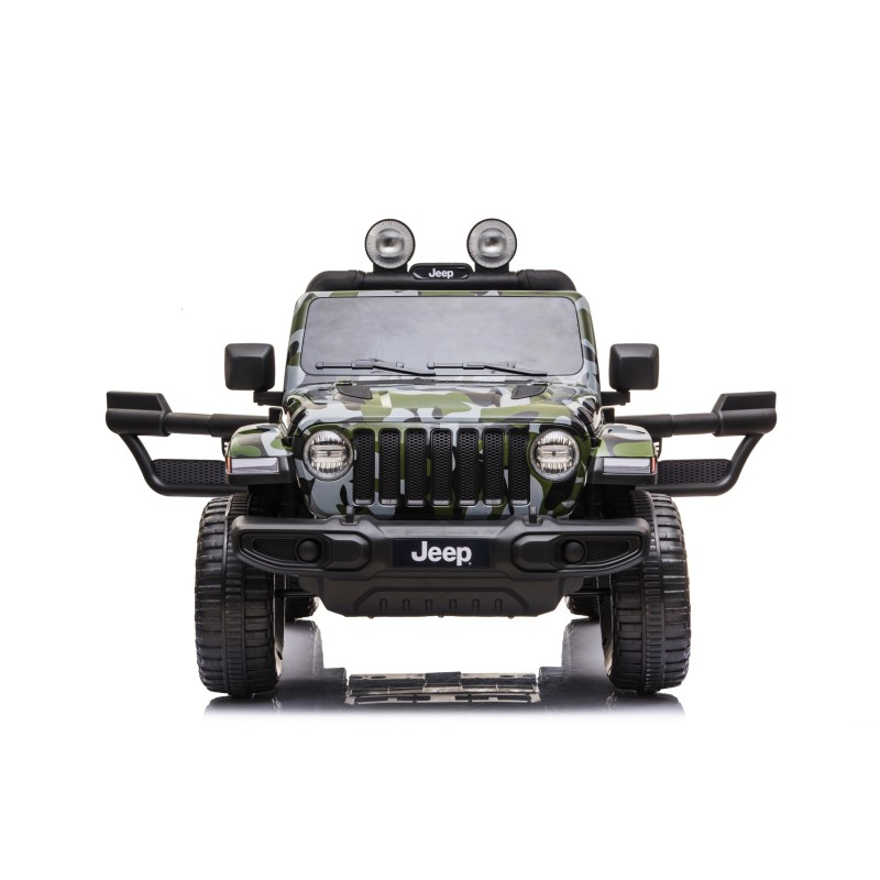 Auto Macchina Elettrica Jeep Wrangler Rubicon 12V per Bambini porte apribili Con telecomando Full accessori (Green)