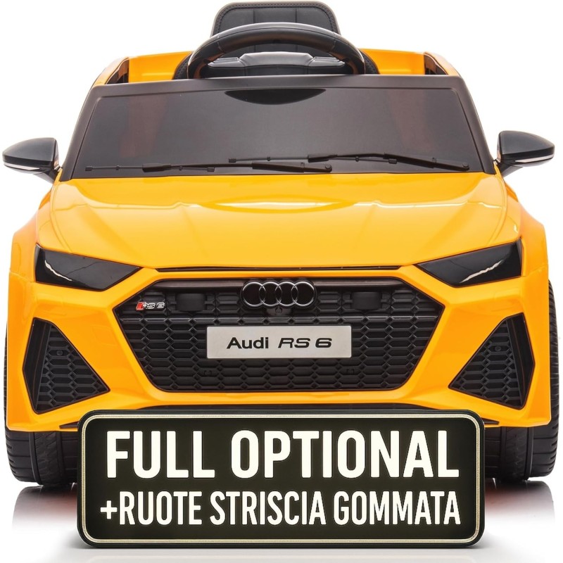 Auto Macchina Elettrica per Bambini 12V Audi RS 6 Sedile Pelle con Telecomando  