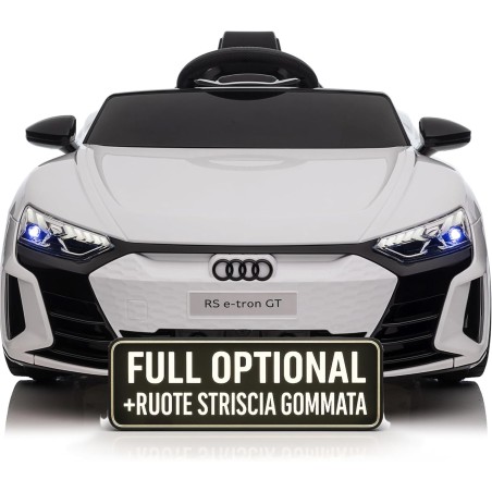 Auto Macchina Elettrica per Bambini 12V Audi RS e-tron GT Sedile Pelle con Telecomando Bianca