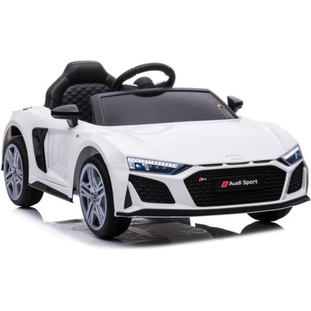 Auto Macchina Elettrica 12V NEW Audi R8 Spyder per Bambini Led MP3 con Telecomando Sedile in pelle Bianca