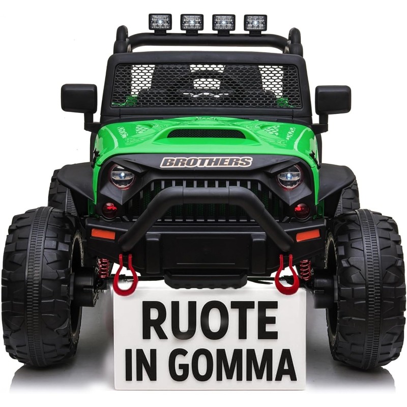 Auto Macchina Elettrica Fuoristrada Big Adventure 24V Verde per Bambini 2 Posti Full Optional sedile in pelle telecomando porte 