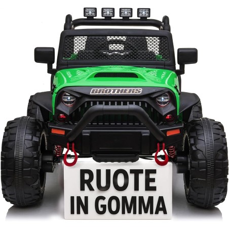 Auto Macchina Elettrica Fuoristrada Big Adventure 24V Verde per Bambini 2 Posti Full Optional sedile in pelle telecomando porte 