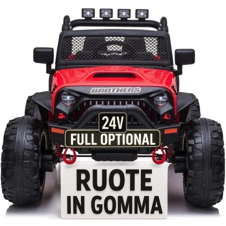 Auto Macchina Elettrica Fuoristrada Big Adventure 24V Rossa per Bambini 2 Posti Full Optional sedile in pelle telecomando porte 
