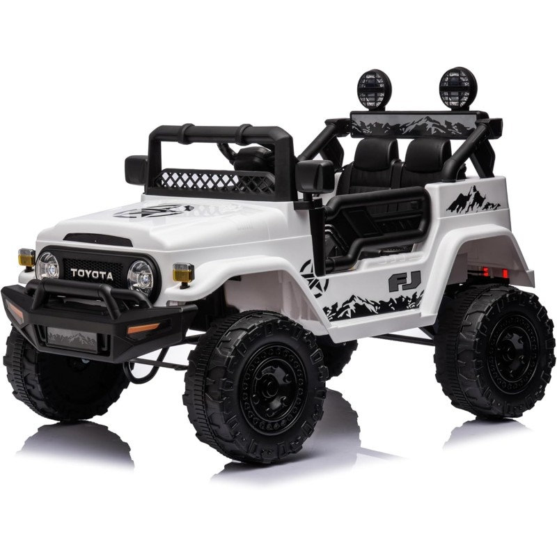 Auto Macchina Elettrica Jeep Toyota Fj Cruiser 12V Ruote in Gomma Full Optional Sedile Pelle Porte Apribili Telecomando Bianca
