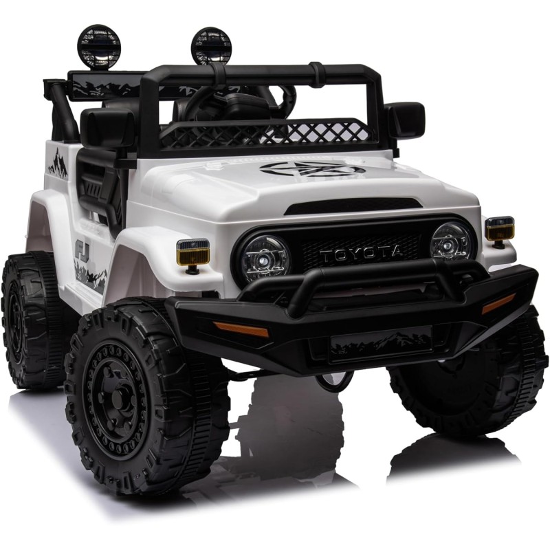 Auto Macchina Elettrica Jeep Toyota Fj Cruiser 12V Ruote in Gomma Full Optional Sedile Pelle Porte Apribili Telecomando Bianca
