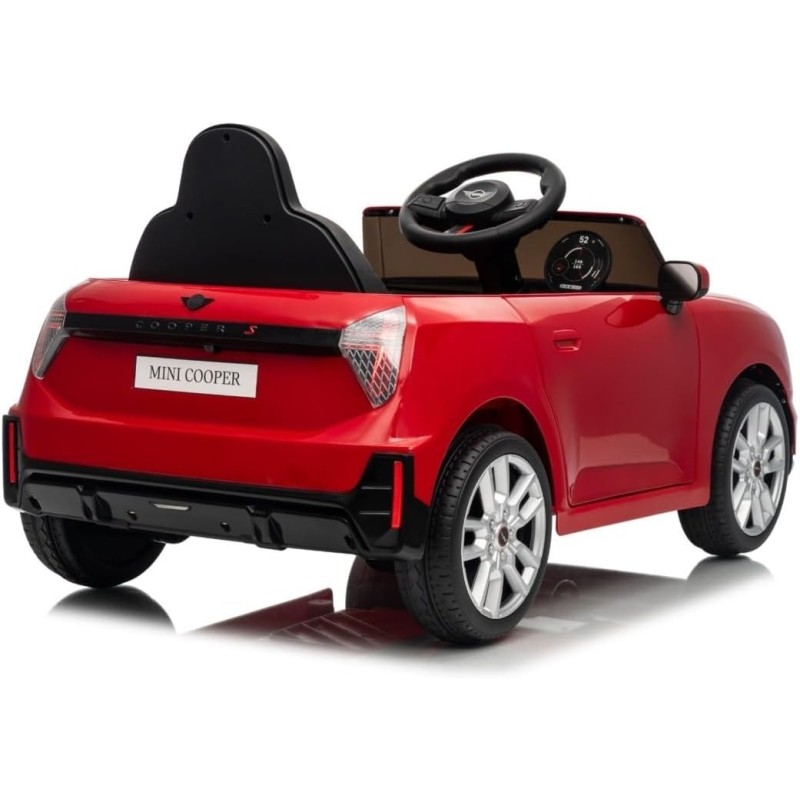 Auto Elettrica per Bambini Mini Cooper S Cabrio 12V Full Optional Sedile in Pelle Porte Apribili Telecomando Tappetino (Rossa) 