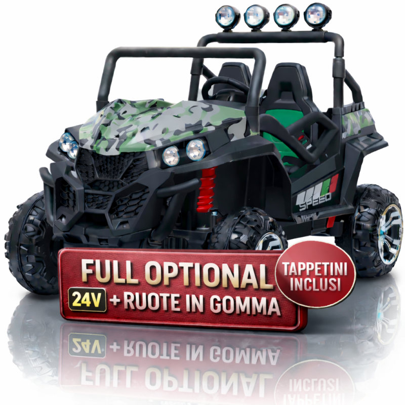 Auto Macchina Elettrica jeep New Polar 24V Militare per Bambini 2 Posti Full Optional Sedile Regolabile E telecomando 