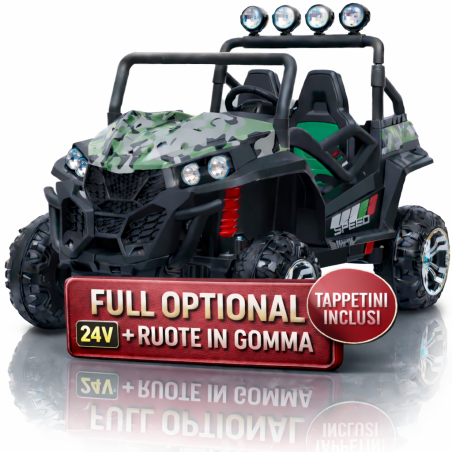 Auto Macchina Elettrica jeep New Polar 24V Militare per Bambini 2 Posti Full Optional Sedile Regolabile E telecomando 