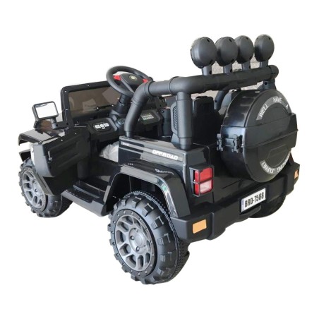 Auto Macchina Elettrica Fuoristrada Adventure per Bambini Nera 12V MP3 Led con Telecomando Full Optional Sedili in Pelle